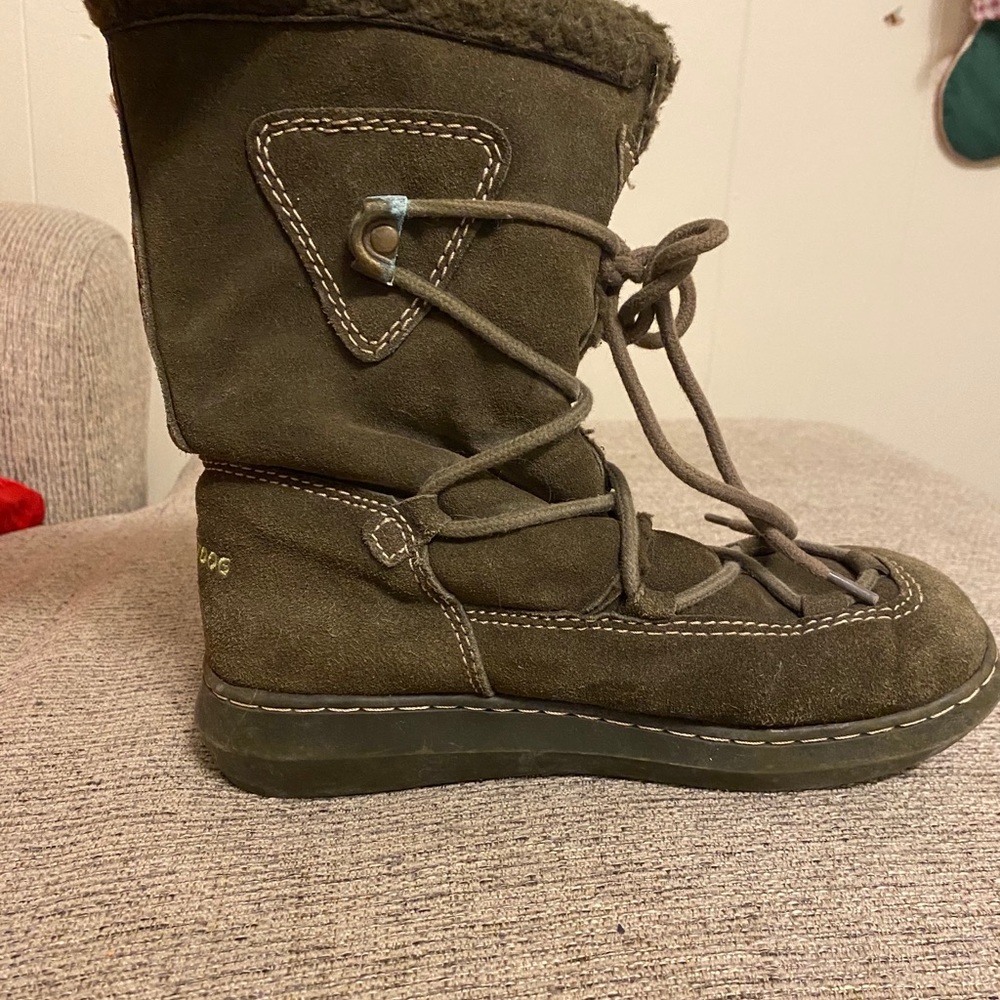 Rocket Dog green soft suede lace wide stormy boots